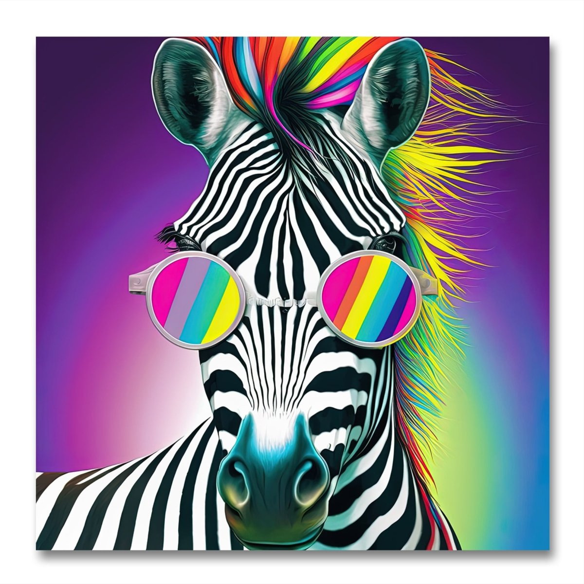 Cool Zebra Pop Art Neon Ai Illustration Canvas Print Picture Wall Art - SPC212 - Art Fever - Art Fever