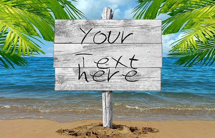 Custom message Beach Wood Sign Printed Photo Picture Roller Blind - RB502 - Art Fever - Art Fever
