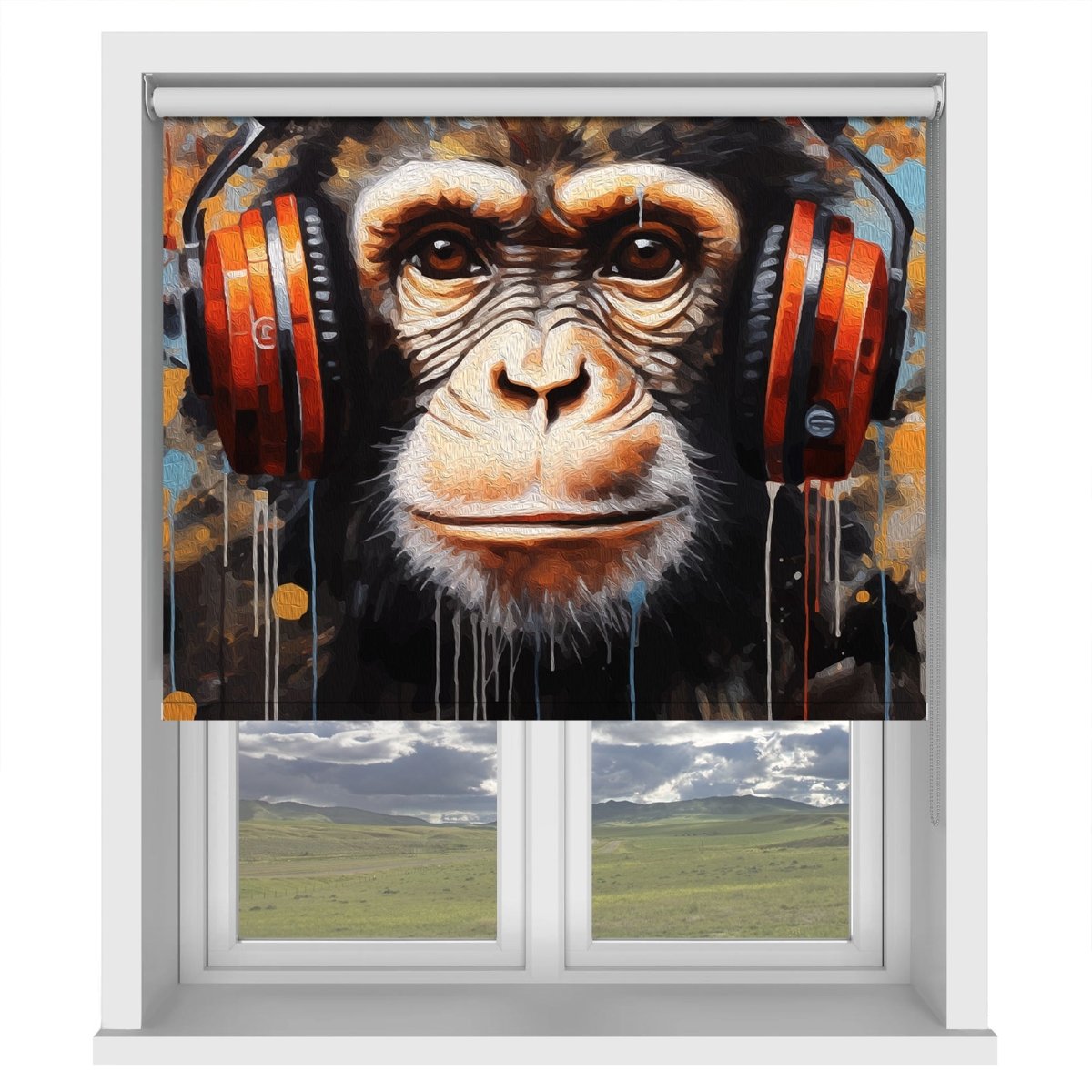 DJ Monkey Printed Picture Photo Roller Blind - 1X2720578 - Art Fever - Art Fever