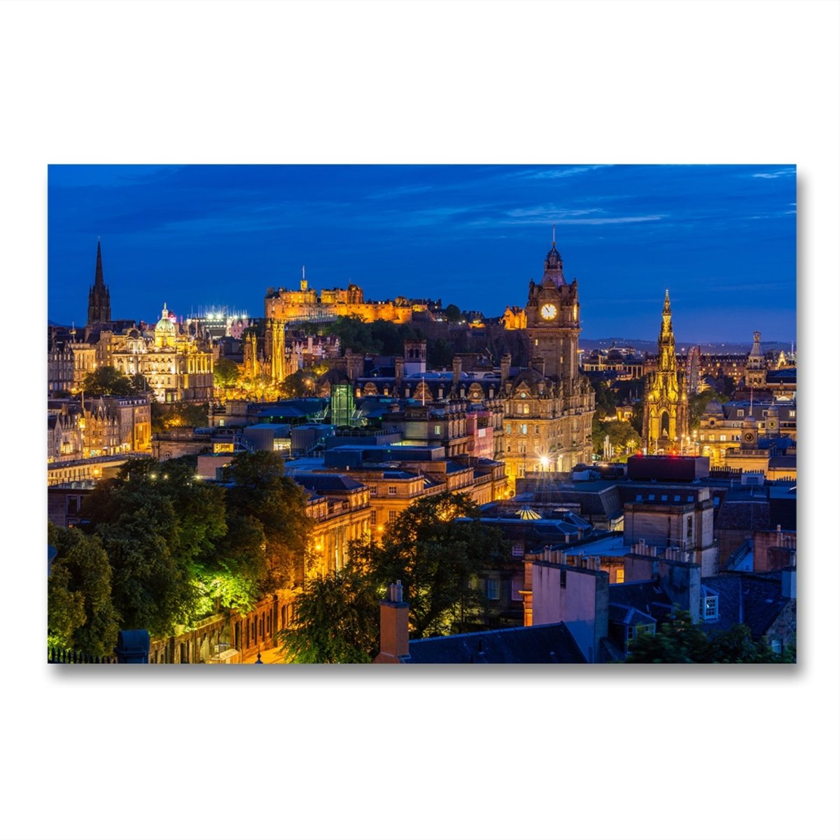 Edinburgh castle π° and cityscape at dusk from Carlton Hill Canvas Print Picture Wall Art - SPC225 - Art Fever - Art Fever