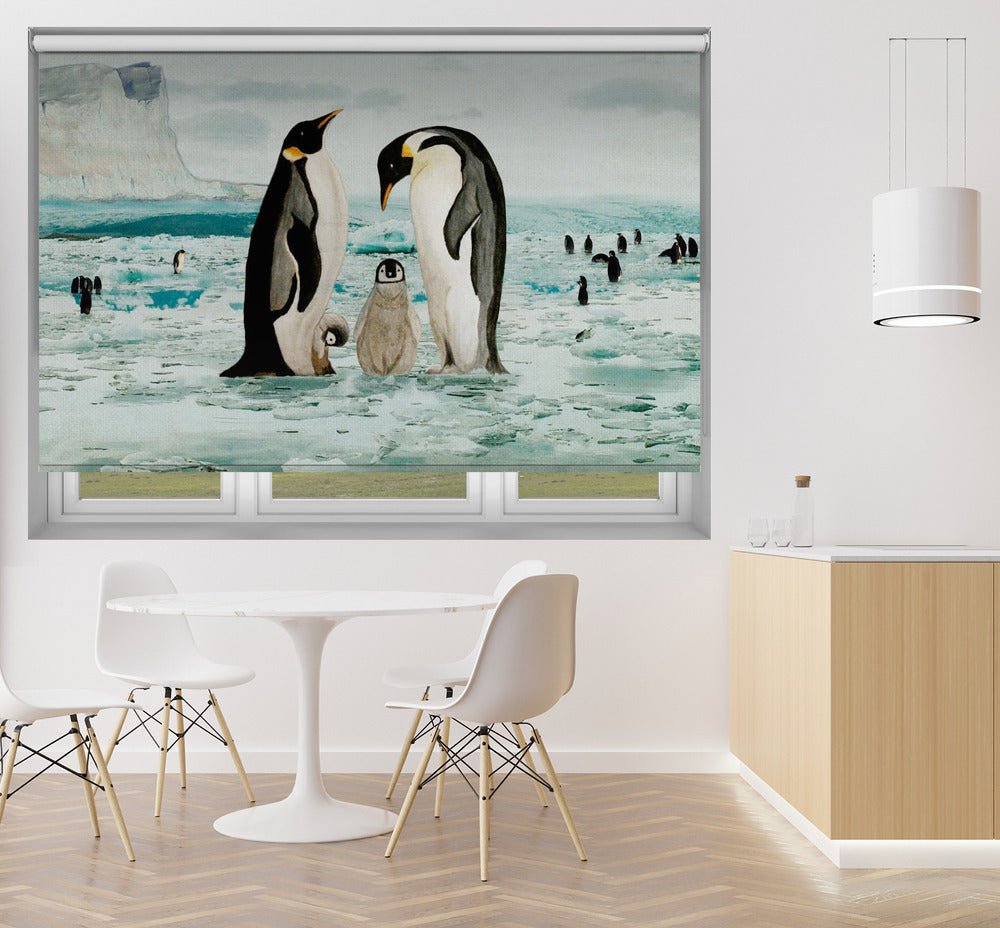 Emperor Penguin Family Painting Printed Picture Photo Roller Blind - 1X2571543 - Pictufy - Art Fever