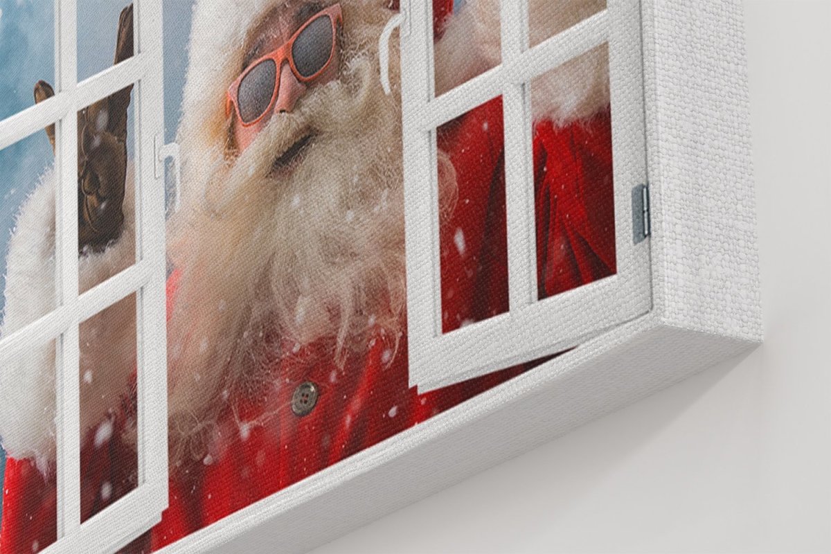 Father Christmas Through the Window Printed Canvas Print Picture - SPC175 - Art Fever - Art Fever