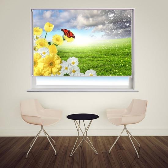 Floral scene with butterfly Printed Picture Photo Roller Blind - RB151 - Art Fever - Art Fever