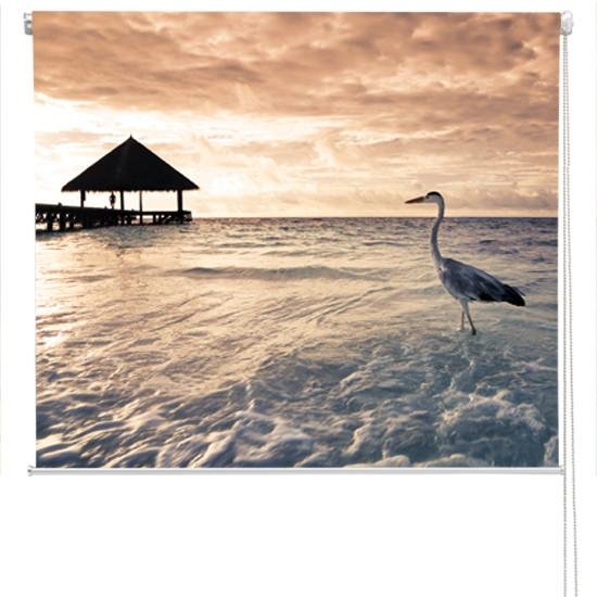 Grey Heron tropical Sea Printed Picture Photo Roller Blind - RB71 - Art Fever - Art Fever