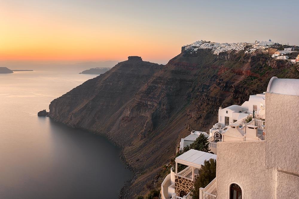 Imperavigli Village In The Evening, Santorini, Greece Printed Photo Picture Roller Blind - RB724 - Art Fever - Art Fever