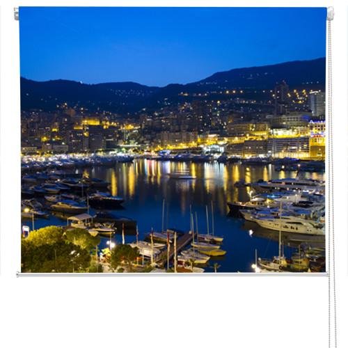 Monaco Harbour at Night Printed Picture Photo Roller Blind - RB40 - Art Fever - Art Fever