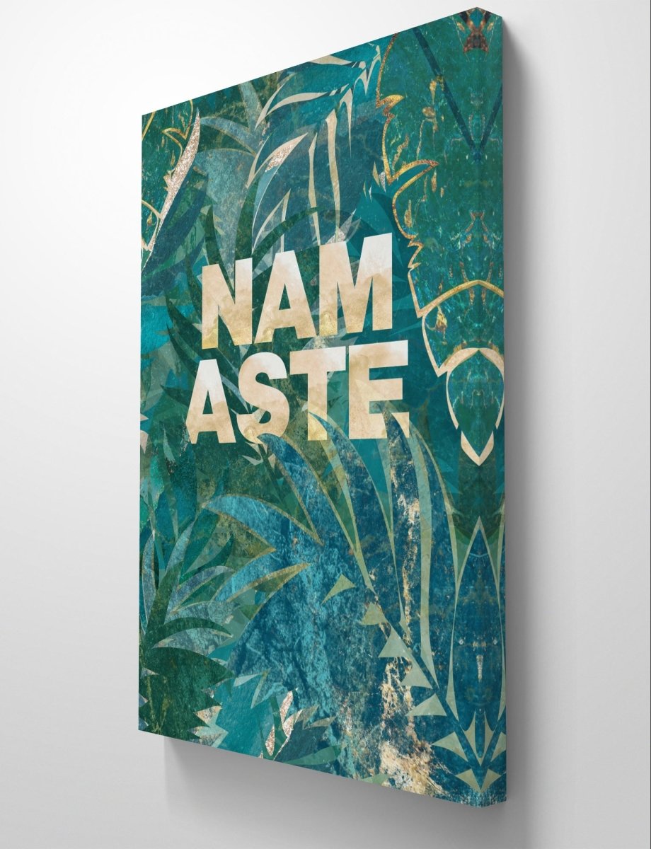 Namaste Green Tropical Leaves Canvas Print Picture Wall Art - 1X2518182 - Art Fever - Art Fever