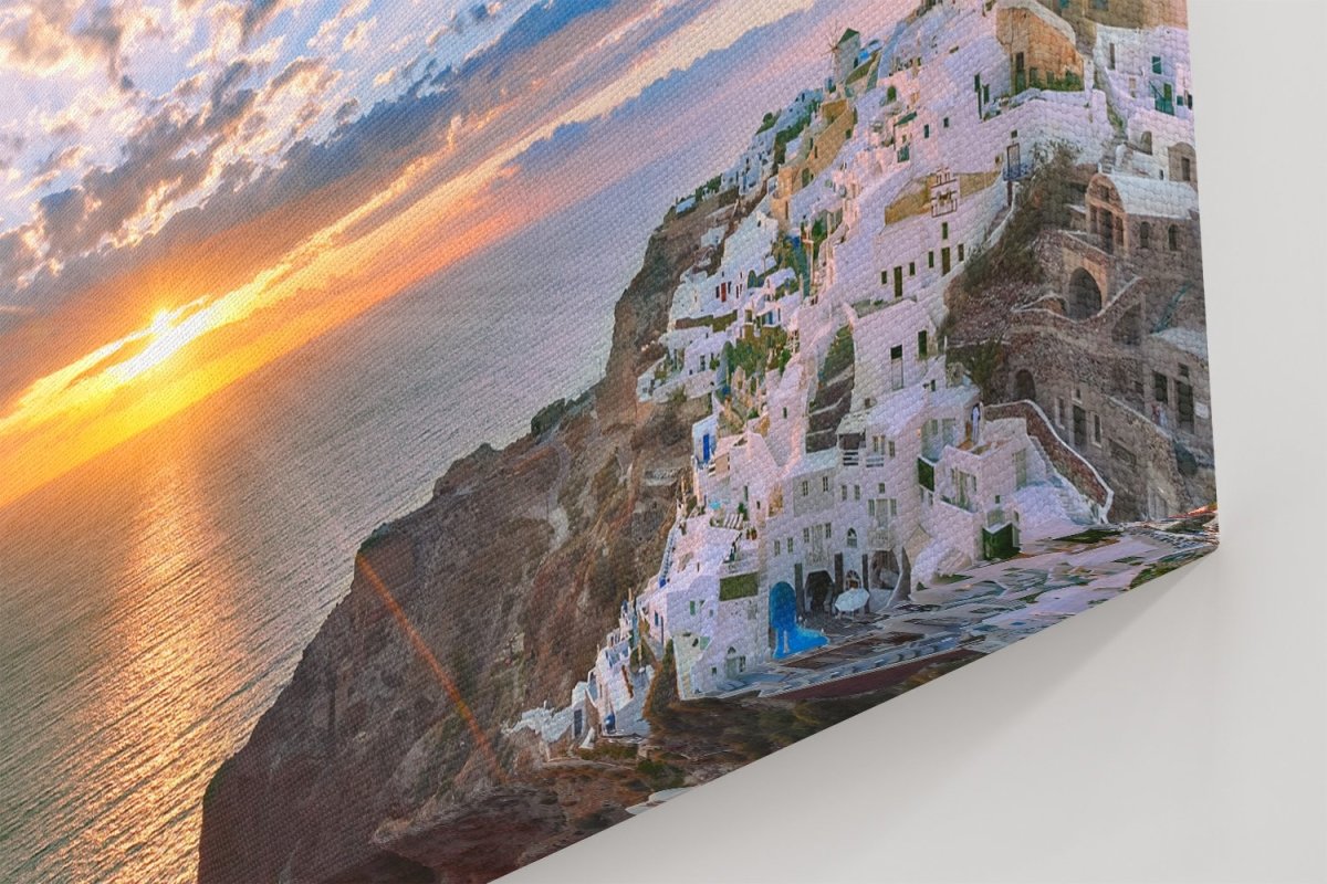Oia Or Ia At Sunset, Santorini, Greece Printed Canvas Print Picture - SPC159 - Art Fever - Art Fever