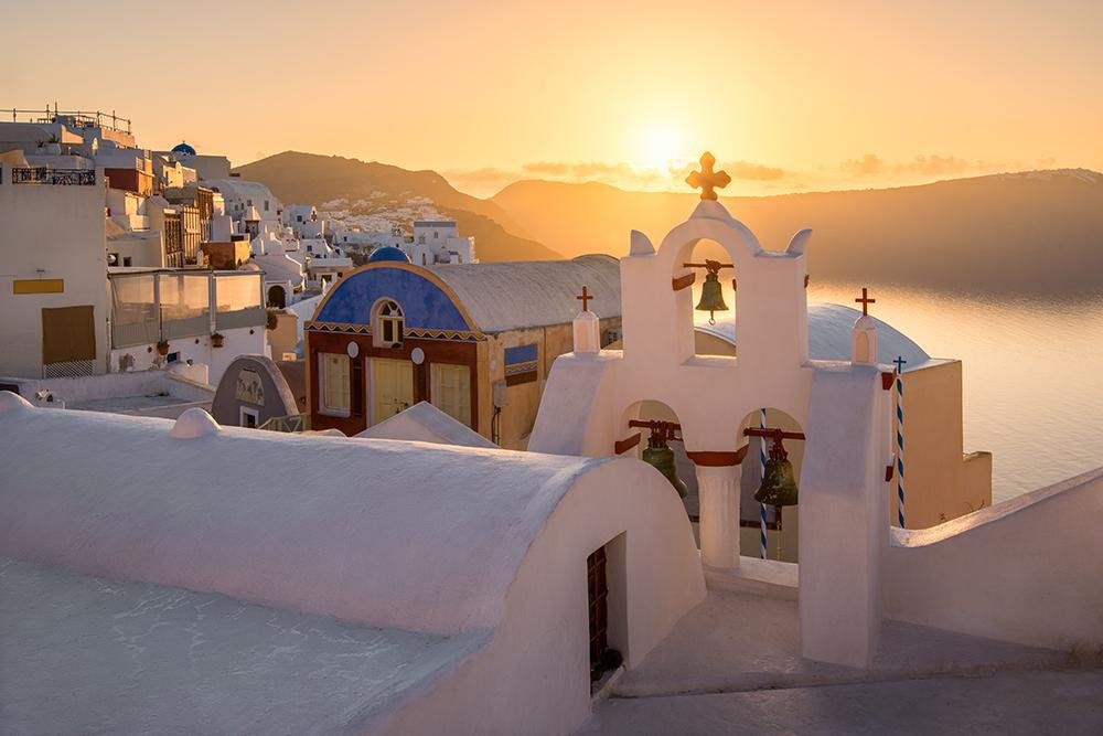 Oia Village In The Morning, Santorini, Greece Printed Photo Picture Roller Blind - RB725 - Art Fever - Art Fever