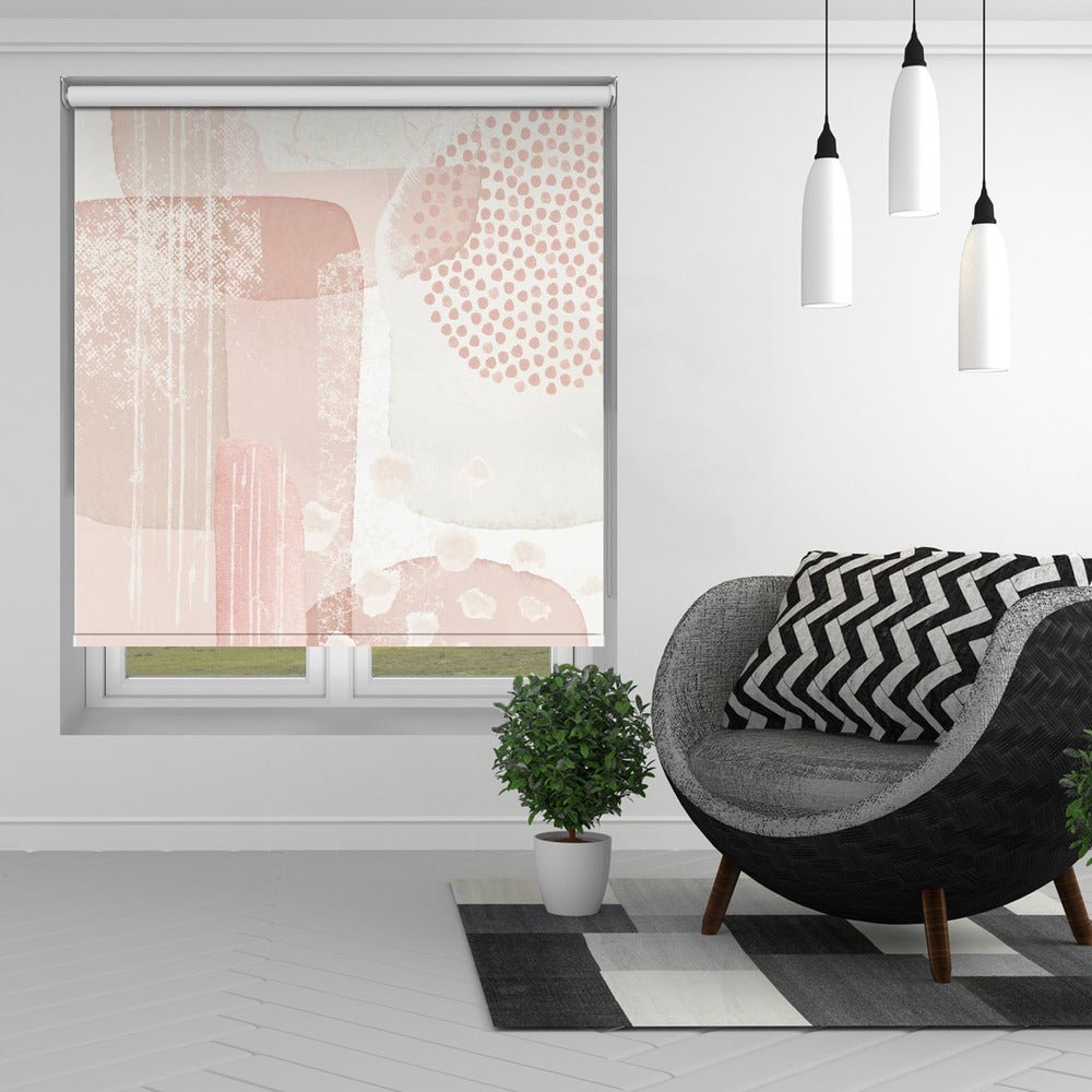 Pastel Pink Abstract Strokes Printed Picture Photo Roller Blind - 1X2495173 - Pictufy - Art Fever