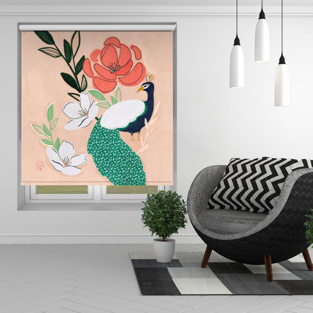 Peacock and Florals Erum Khalili Printed Picture Photo Roller Blind - 1X2535999 - Pictufy - Art Fever