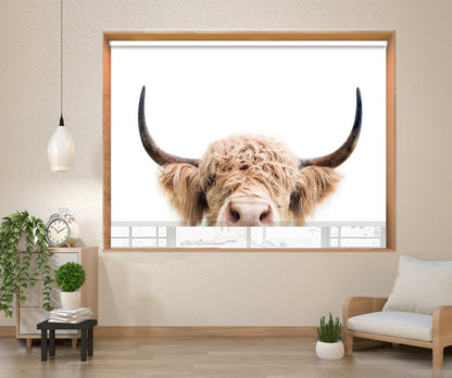 Peeking Highland Cow Printed Picture Photo Roller Blind - 1X2381995 - Art Fever - Art Fever