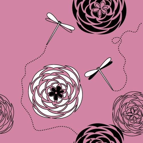 Pink Retro Floral Pattern Pattern Printed Picture Photo Roller Blind - RB530 - Art Fever - Art Fever