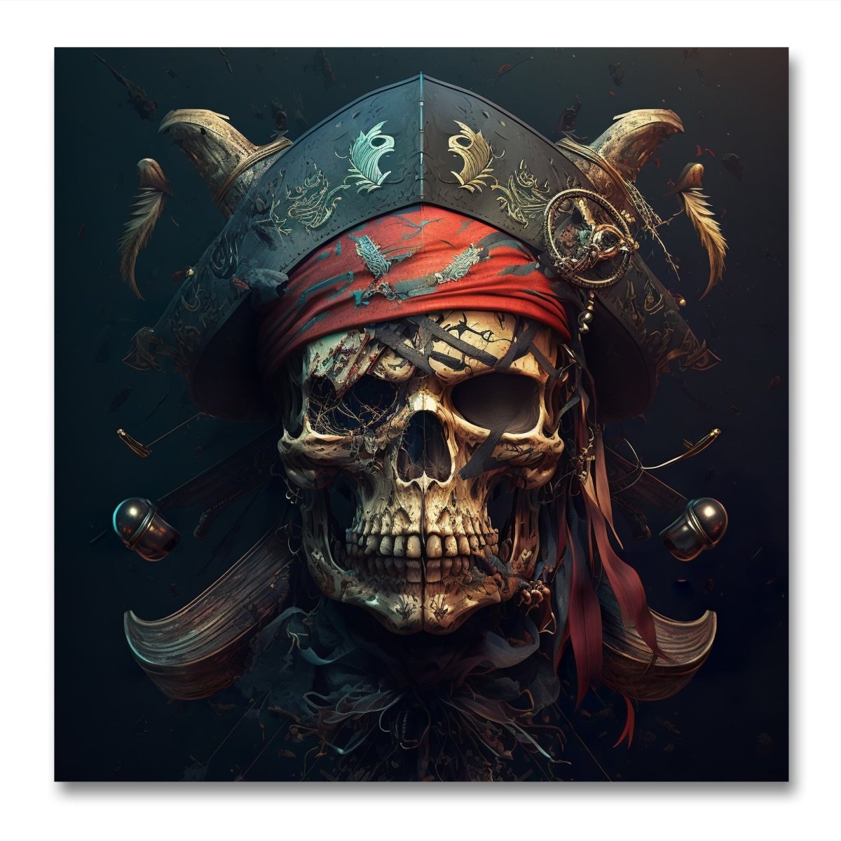 Pirate Skull ☠️ Ai Illustration Canvas Print Picture Wall Art - SPC214 - Art Fever - Art Fever
