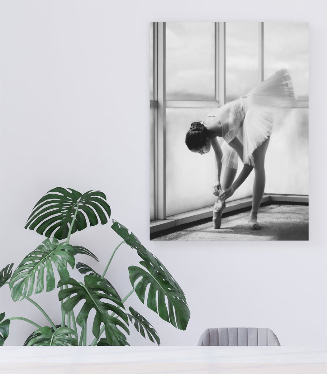 Preparation - Ballerina Monochrome Canvas Print Wall Art - 1X1485385 - Art Fever - Art Fever