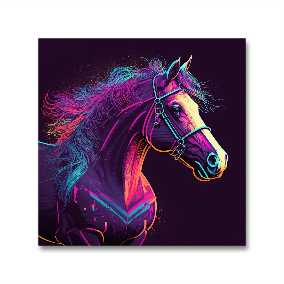 Race Horse Pop Art Neon Style Ai Illustration Canvas Print Picture Wall Art - SPC223 - Art Fever - Art Fever