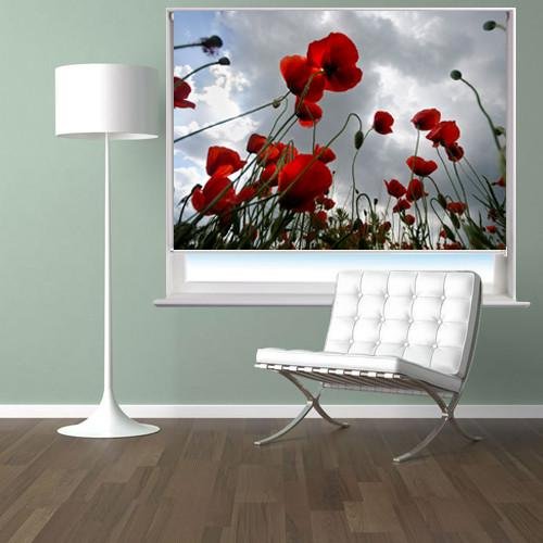 Red poppy field Printed Picture Photo Roller Blind - RB149 - Art Fever - Art Fever