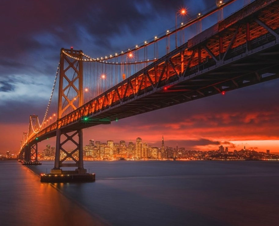 Red Sky over Golden Gate Bridge Printed Picture Photo Roller Blind - 1X412016 - Art Fever - Art Fever