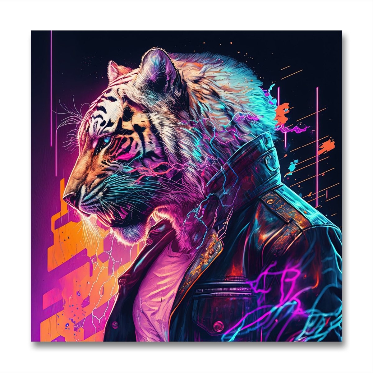Tiger Style Pop Art Ai Illustration Canvas Print Picture Wall Art - SPC210 - Art Fever - Art Fever