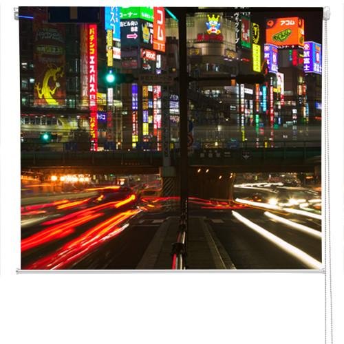 Tokyo Traffic at Night Printed Picture Photo Roller Blind - RB85 - Art Fever - Art Fever