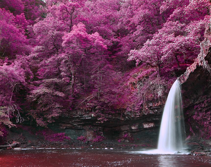 Waterfall in the Purple Landscape Printed Picture Photo Roller Blind - RB430 - Art Fever - Art Fever