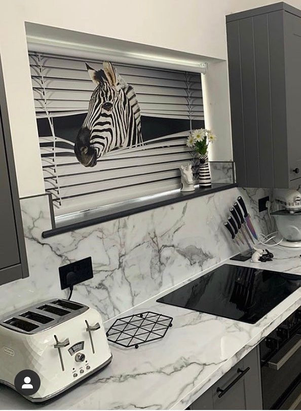 Zebra Peeking through the blind Printed Picture Photo Roller Blind - RB226 - Art Fever - Art Fever