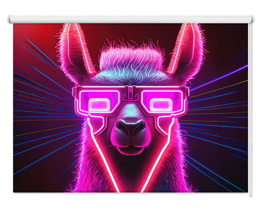 Party in the Powder Room: Meet the Neon Party Llama Printed Blind - Art Fever