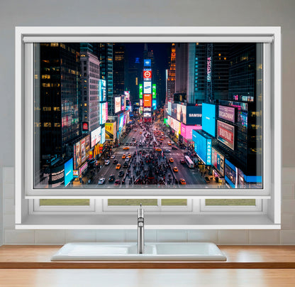 Window View of Times at Night Printed Picture Photo Roller Blind - RB1475