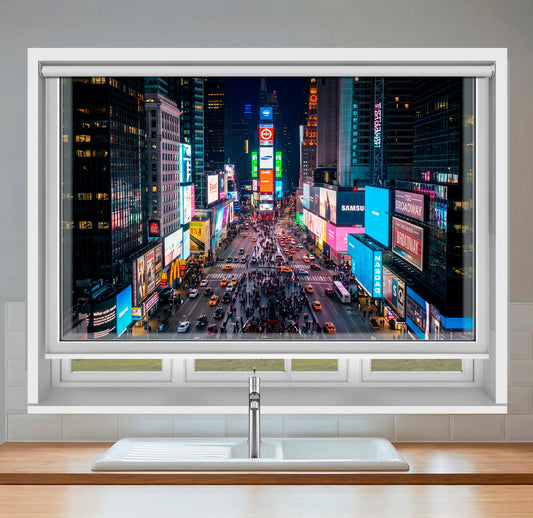 Window View of Times at Night Printed Picture Photo Roller Blind - RB1475