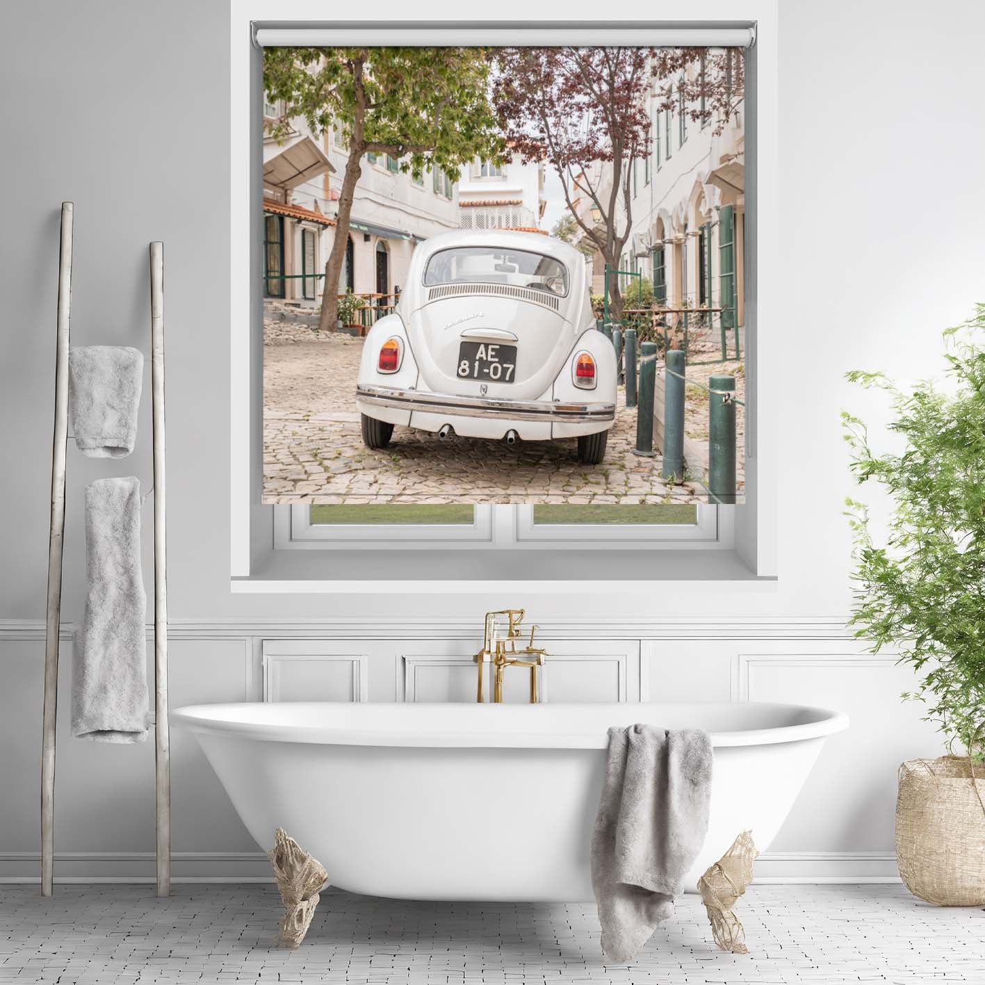 White Beetle, Cobblestone Nostalgia Printed Roller Blind - 1X2711032