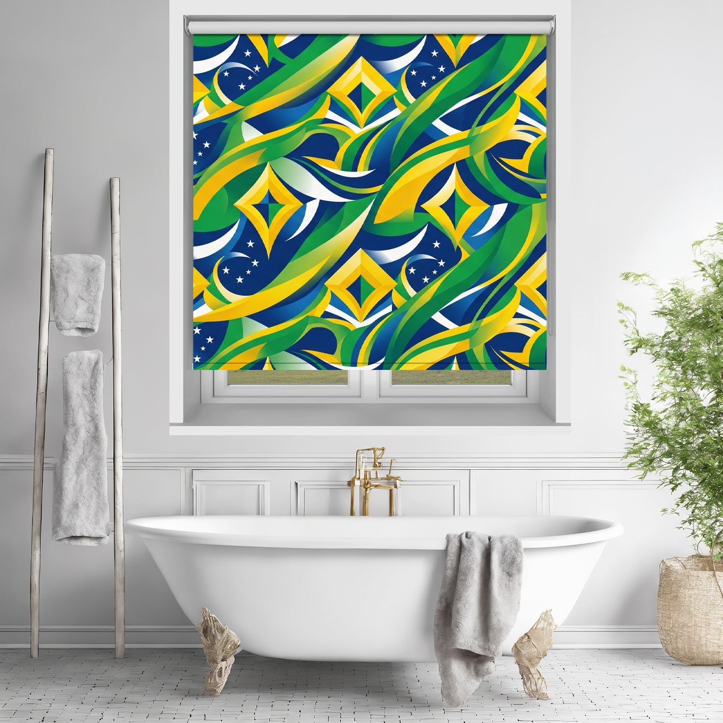 Abstract Geometric Brazil Bespoke Printed Roller Blind - RB1462 🇧🇷
