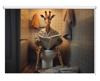 Giraffe On the Toilet Printed Picture Photo Roller Blind - 1X3133079