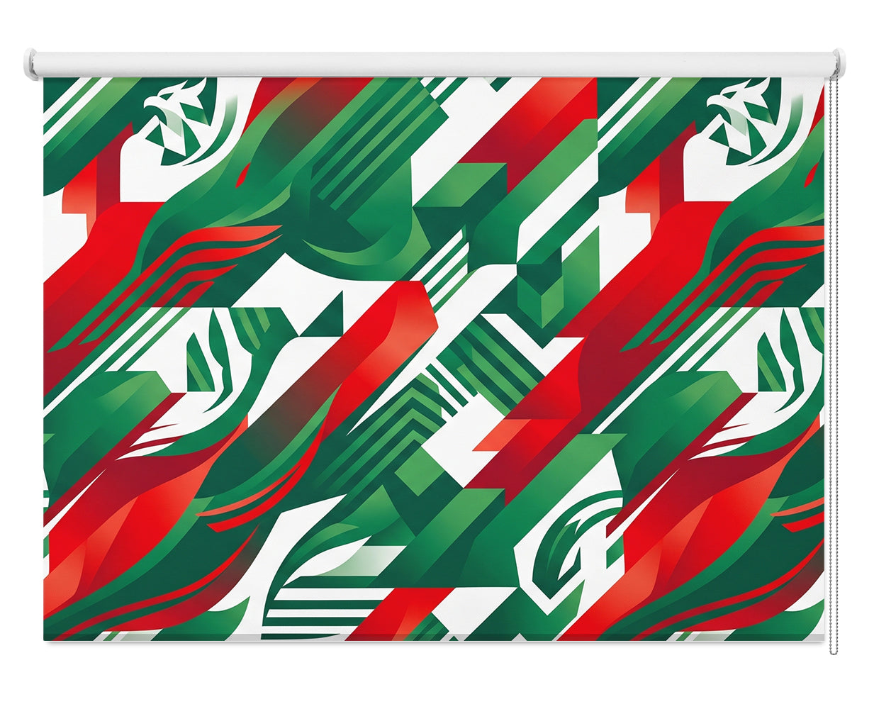 El Tri Kinetic Abstract Mexican National Colours Printed Roller Blind - RB1457 🇲🇽