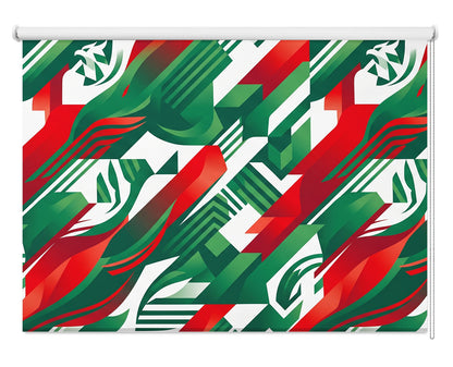 El Tri Kinetic Abstract Mexican National Colours Printed Roller Blind - RB1457 🇲🇽