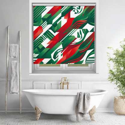 El Tri Kinetic Abstract Mexican National Colours Printed Roller Blind - RB1457 🇲🇽