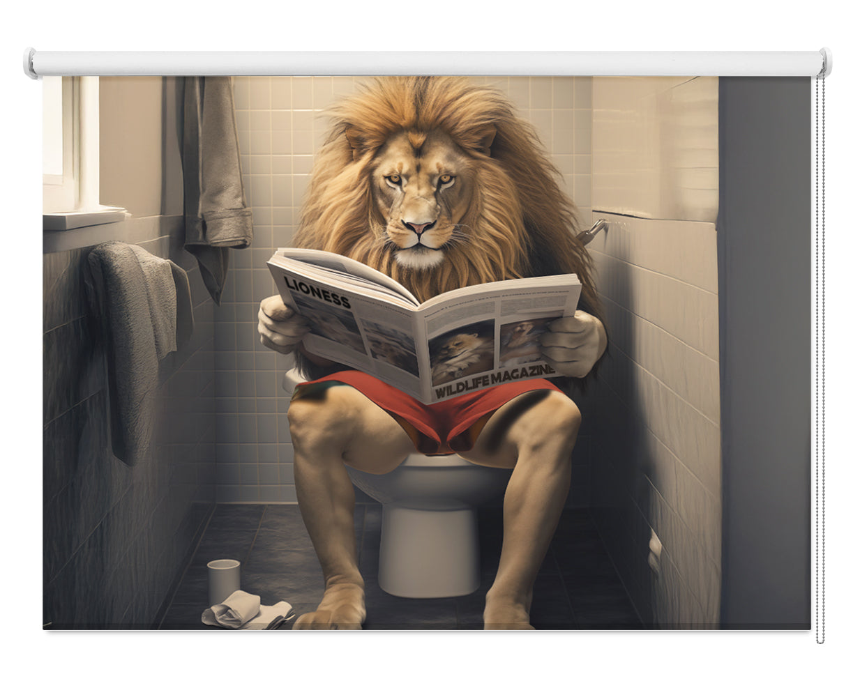 Lion On the Toilet Printed Picture Photo Roller Blind - 1X3133702