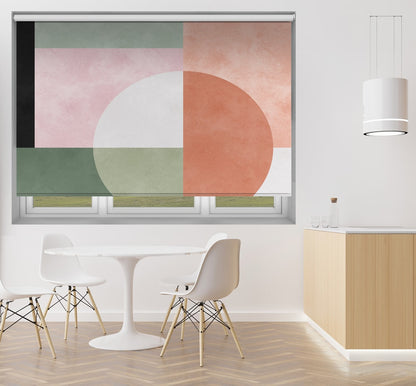 Geometric Color Blocks Printed Roller Blind - 1X2861689
