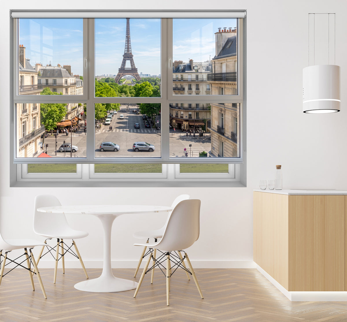 Window View of Paris Eiffel Tower Printed Picture Photo Roller Blind - RB1476