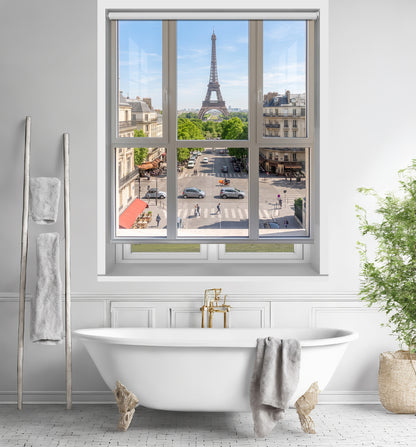 Window View of Paris Eiffel Tower Printed Picture Photo Roller Blind - RB1476