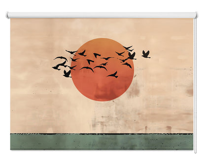 Birds Flying In the Sunset Printed Picture Photo Roller Blind - 1X2762191