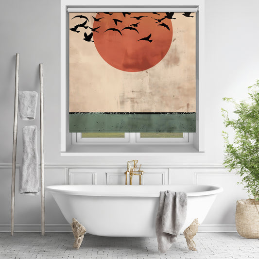 Birds Flying In the Sunset Printed Picture Photo Roller Blind - 1X2762191
