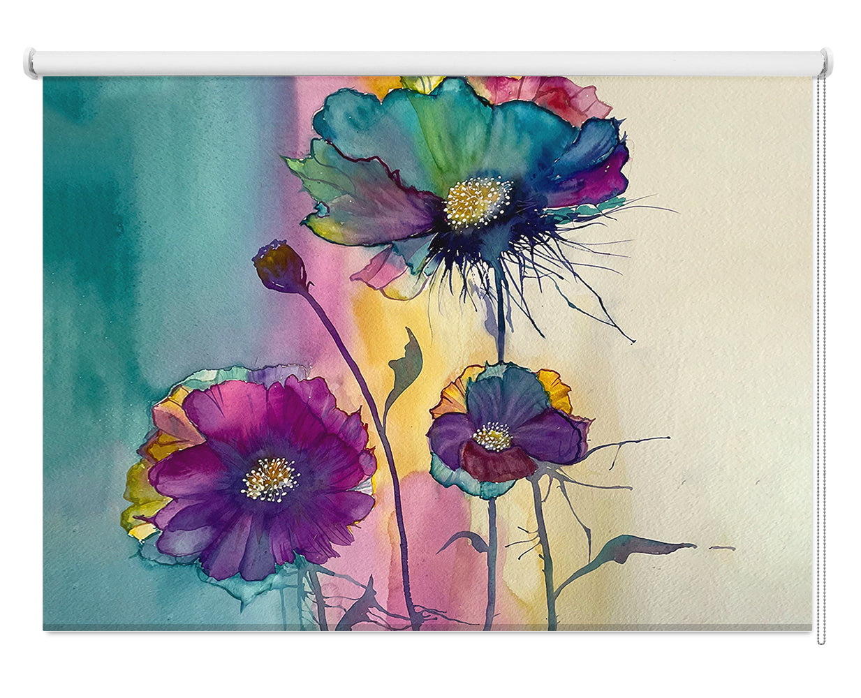 Flower Fantasy Poppy Watercolour Printed Picture Photo Roller Blind - 1X2908087