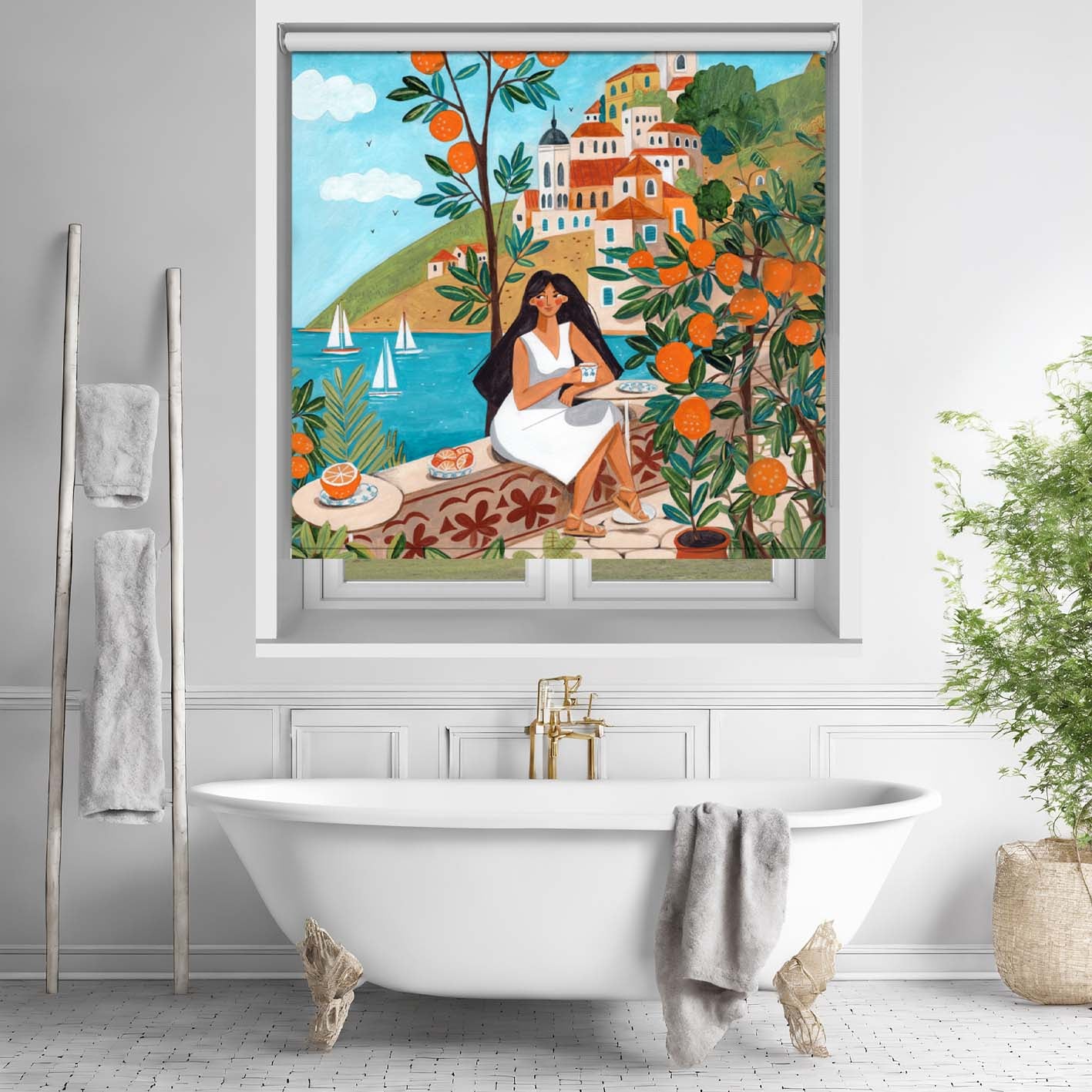 Mediterranean Coast Travel Poster Printed Roller Blind - 1X2806534