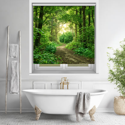 Green woodland forest scene Printed Picture Photo Roller Blind - RB671