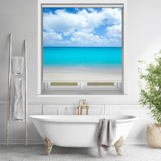 Turquoise Sea Beach Scene Printed Picture Photo Roller Blind - RB638