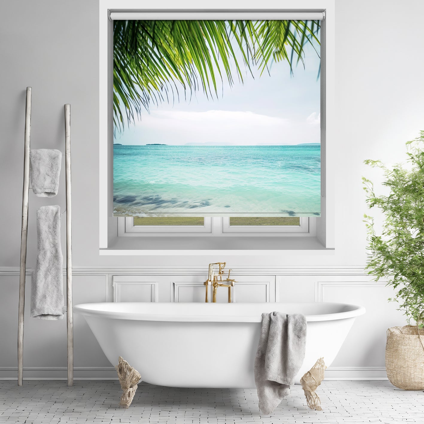 Tropical palm Beach Printed Picture Photo Roller Blind - RB281
