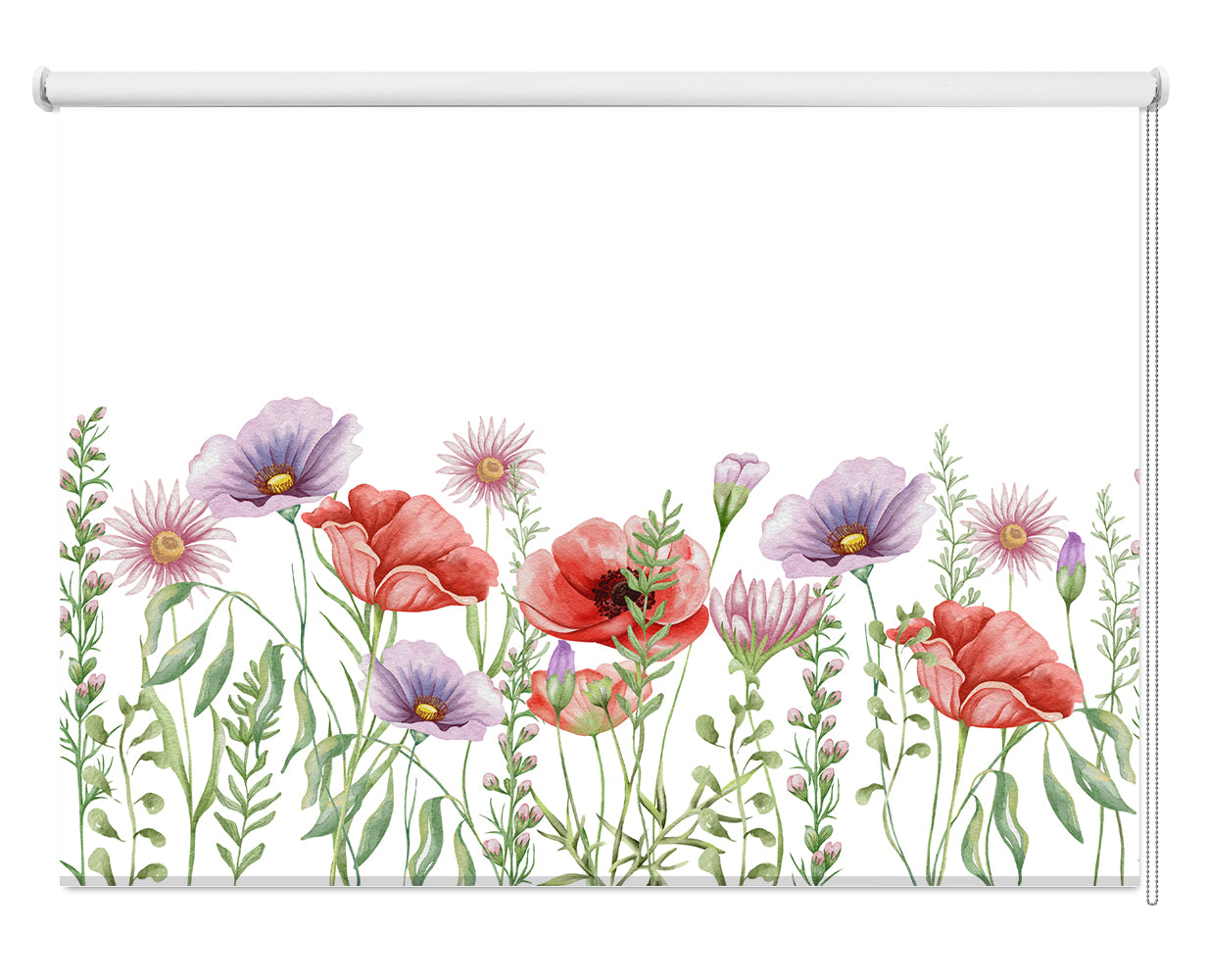 Poppy Watercolour Art Printed Picture Photo Roller Blind - RB1474