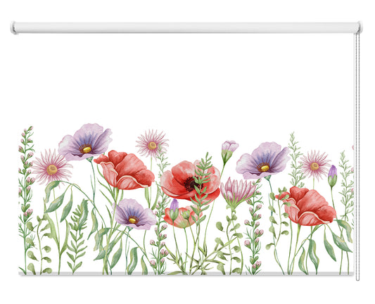 Poppy Watercolour Art Printed Picture Photo Roller Blind - RB1474