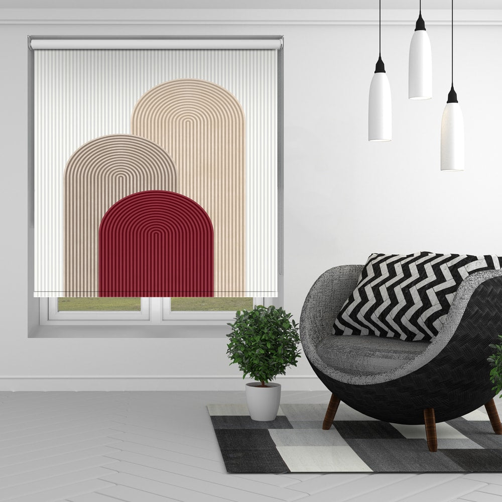 Boho Red & Beige Abstract Arch Roller Blind - 1X2955125