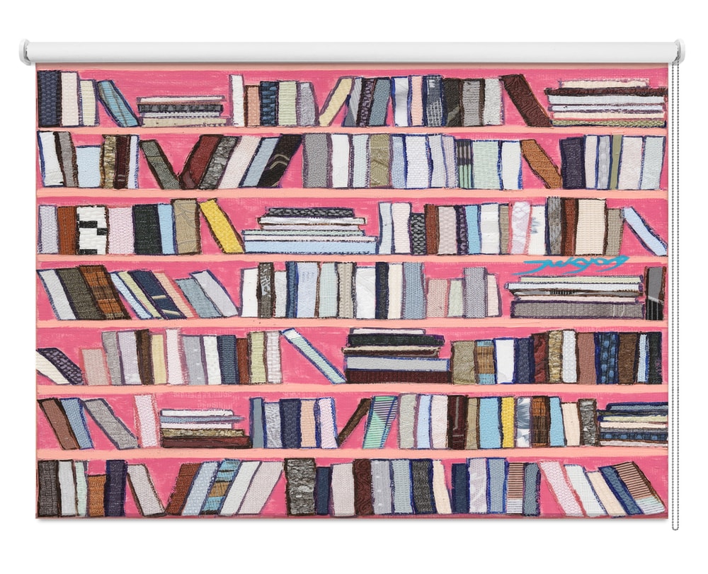 Colourful Book Shelves Printed Roller Blind - 1X2775765